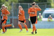 14 September 2013; Evelyn Coffey, Corrib Rangers FC, celebrates after scoring her side's first goal. FAI Umbro Women’s Junior Cup Final, Kilcullen FC v Corrib Rangers FC, Newbridge Town FC, Newbridge, Co. Kildare. Picture credit: Brian Lawless / SPORTSFILE