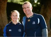 14 September 2013; Leinster fans Aisling Thomas, aged 12, left, and Ian, from Maynooth, Co. Kildare, ahead of the game. Celtic League 2013/14, Round 2, Leinster v Ospreys, RDS, Ballsbridge, Dublin. Photo by Sportsfile