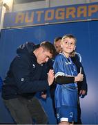 29 March 2024; Leinster players Ed Byrne, Garry Ringrose and Ciarán Frawley in Autograph Alley before the United Rugby Championship match between Leinster and Vodacom Bulls at the RDS Arena in Dublin. Photo by Seb Daly/Sportsfile