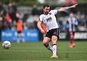 1 April 2024; Robbie Benson of Dundalk has a shot on goal during the SSE Airtricity Men's Premier Division match between Dundalk and Drogheda United at Oriel Park in Dundalk, Louth. Photo by Ben McShane/Sportsfile