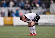 1 April 2024; Jamie Gullan of Dundalk reacts at the final whistle of the SSE Airtricity Men's Premier Division match between Dundalk and Drogheda United at Oriel Park in Dundalk, Louth. Photo by Ben McShane/Sportsfile