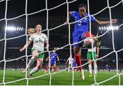 5 April 2024; Marie-Antoinette Katoto of France scores her side's first goal during the UEFA Women's European Championship qualifying group A match between France and Republic of Ireland at Stade Saint-Symphorien in Metz, France. Photo by Stephen McCarthy/Sportsfile