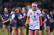 6 April 2024; Karen O'Leary of Limerick reacts after her side's defeat in the Lidl LGFA National League Division 4 final match between Carlow and Limerick at St Brendan’s Park in Birr, Offaly. Photo by Ben McShane/Sportsfile