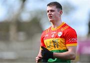 7 April 2024; Dara Curran of Carlow reacts after his side's defeat in the Leinster GAA Football Senior Championship Round 1 match between Wexford and Carlow at Chadwicks Wexford Park in Wexford. Photo by Tyler Miller/Sportsfile