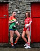 9 April 2024; Leinster LGFA Minor C finalist Brígh McEnteggart of Louth and semi-finalist Clodagh Mahon of Carlow at the Leinster LGFA Minor Captains’ evening at Dún na Sí Park in Moate, Westmeath, ahead of the upcoming 2024 Leinster LGFA Minor Championship Finals. Photo by Piaras Ó Mídheach/Sportsfile