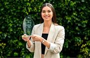 9 April 2024; Kildare’s Ellie O’Toole is pictured with The Croke Park Hotel/LGFA Player of the Month award for March 2024, at The Croke Park Hotel in Jones Road, Dublin. A newcomer to the Kildare panel in 2024, Ellie was a stand-out player for the Lilywhites in their Lidl NFL Division 2 outings against Laois and Tyrone in March. Kildare were crowned 2024 Lidl NFL Division 2 champions at Croke Park last Sunday, with Ellie coming off the bench in the second half to play a key role. Photo by Tyler Miller/Sportsfile