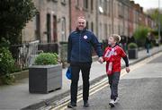 12 April 2024; Supporters arrive for the SSE Airtricity Men's Premier Division match between Shelbourne and Bohemians at Tolka Park in Dublin. Photo by Stephen McCarthy/Sportsfile