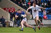 14 April 2024; Tom Moran of Wicklow in action against Aaron Masterson of Kildare during the Leinster GAA Football Senior Championship quarter-final match between Kildare and Wicklow at Laois Hire O’Moore Park in Portlaoise, Laois. Photo by Sam Barnes/Sportsfile