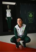 18 April 2024; The Team Ireland Adidas Paris 2024 kit is revealed by rugby 7's player Lucy Mulhall at the official launch of the Olympic and Paralympic Games ‘Road to Paris’ Adidas event in Paris. Photo by David Fitzgerald/Sportsfile