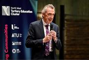 19 April 2024; Head of College, Atlantic Technological University, Paul Hannigan addresses attendees during the Professional Women in Sport, Exercise, Physical Activity and Health network event at the Farnham Estate in Cavan. Photo by Sam Barnes/Sportsfile