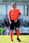 21 April 2024; Referee Brian Higgins during the FAI Oscar Traynor Inter-League Cup final match between Mayo Football League and Waterford & District Junior League at Umbro Park, Milebush, Castlebar in Mayo. Photo by Michael P Ryan/Sportsfile