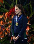 22 April 2024; Róisín Ní Ríain of Ireland on the podium with her gold medal after winning the Women's 100m Breaststroke SB13 Final during day two of the Para Swimming European Championships at the Penteada Olympic Pools Complex in Funchal, Portugal. Photo by Ramsey Cardy/Sportsfile