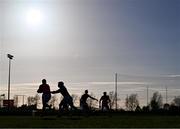 23 April 2024; Kildare players warm-up before the EirGrid Leinster GAA Football U20 Championship semi-final match between Kildare and Meath at Manguard Park at the Kildare GAA Centre of Excellence in Hawkfield, Kildare. Photo by Tyler Miller/Sportsfile