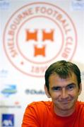 3 August 2004; Shelbourne manager Pat Fenlon at a press conference prior to tommorrow's second leg against Hajduk Split. Tolka Park, Dublin. Picture credit; Brian Lawless / SPORTSFILE