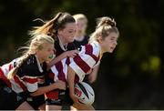 14 September 2013; Anna Doyle, Tullow RFC, is tackled by Erin McConnell and Ava Doyle, Wicklow RFC, during the South East Underage Blitz. Wexford Wanderers RFC, Wexford. Picture credit: Matt Browne / SPORTSFILE