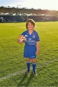 14 September 2013; Leinster's matchday mascot Eoin Cullen, age 9, from the NUIM Barnhall RFC club, ahead of the game. Celtic League 2013/14, Round 2, Leinster v Ospreys, RDS, Ballsbridge, Dublin. Picture credit: Stephen McCarthy / SPORTSFILE