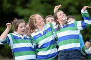 14 September 2013; Gorey RFC players, from left, Yvonne Hoey, Daisy Earle and Olivia Tallon celebrate after their game against Greystones RFC during the South East Underage Blitz. Wexford Wanderers RFC, Wexford. Picture credit: Matt Browne / SPORTSFILE