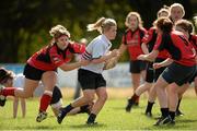 14 September 2013; Hollie Bennett, Wexford Vixens RFC, is tackled by Hannah Keenan, New Ross RFC, during the South East Underage Blitz. Wexford Wanderers RFC, Wexford. Picture credit: Matt Browne / SPORTSFILE