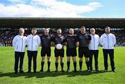 5 May 2024; Referee David Gough and his match officials before the Connacht GAA Football Senior Championship final match between Galway and Mayo at Pearse Stadium in Galway. Photo by Piaras Ó Mídheach/Sportsfile