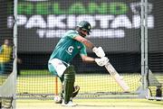 9 May 2024; Fakhar Zaman of Pakistan during a Pakistan men’s T20 squad training session at Castle Avenue Cricket Ground in Dublin. Photo by Seb Daly/Sportsfile