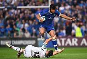 11 May 2024; Charlie Ngatai of Leinster is tackled by Owen Watkin of Ospreys during the United Rugby Championship match between Leinster and Ospreys at the RDS Arena in Dublin. Photo by Harry Murphy/Sportsfile