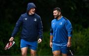 13 May 2024; Dan Sheehan and Michael Milne during a Leinster Rugby squad training at UCD in Dublin. Photo by Harry Murphy/Sportsfile