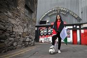 14 May 2024; Palestine's Bisan Abuaita during a photocall ahead of the International Solidarity Match between Bohemians women's team and Palestine women's team to be played on Wednesday, May 15, at Dalymount Park in Dublin. Photo by Stephen McCarthy/Sportsfile