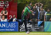14 May 2024; Harry Tector of Ireland fails to prevent a six during match three of the Floki Men's T20 International Series between Ireland and Pakistan at Castle Avenue Cricket Ground in Dublin. Photo by Sam Barnes/Sportsfile