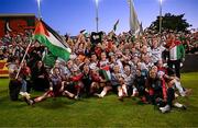 15 May 2024; Palestine and Bohemians players after the international solidarity match between Bohemians and Palestine at Dalymount Park in Dublin. Photo by Stephen McCarthy/Sportsfile