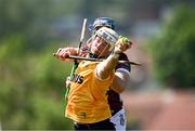 18 May 2024; Paddy Burke of Antrim in action against Conor Cooney of Galway during the Leinster GAA Hurling Senior Championship Round 4 match between Antrim and Galway at Corrigan Park in Belfast. Photo by Harry Murphy/Sportsfile