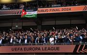 22 May 2024; A 'Free Palestine' flag is seen before the 2023/24 UEFA Europa League final between Atalanta BC and Bayer 04 Leverkusen at the Dublin Arena in Dublin, Ireland. Photo by Brendan Moran/Sportsfile