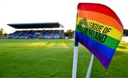 23 May 2024; A general view of a corner flag during the SSE Airtricity LGBT Ireland Football Takeover at the Regional Sports Centre in Waterford before the SSE Airtricity Men's Premier Division match between Waterford and Drogheda United. Photo by Tyler Miller/Sportsfile