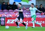 24 May 2024; Ben O'Riordan of Treaty United in action against Sean Murray of Cork City during the SSE Airtricity Men's First Division match between Cork City and Treaty United at Turner's Cross in Cork. Photo by Tyler Miller/Sportsfile
