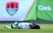 24 May 2024; Jaden Umeh of Cork City reacts to a missed opportunity on goal during the SSE Airtricity Men's First Division match between Cork City and Treaty United at Turner's Cross in Cork. Photo by Tyler Miller/Sportsfile