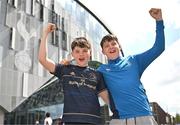 25 May 2024; Leinster supporters Henry Vance, age 13, left, and John Walsh, age 14, from Bray, Wicklow, before the Investec Champions Cup final between Leinster and Toulouse at the Tottenham Hotspur Stadium in London, England. Photo by Sam Barnes/Sportsfile
