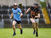 25 May 2024; Tommy Cullen of Dublin in action against David Barcoe of Kilkenny during the Leinster GAA Hurling Minor Championship final match between Dublin and Kilkenny at Laois Hire O'Moore Park in Portlaoise, Laois. Photo by Tom Beary/Sportsfile