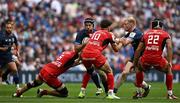 25 May 2024; Caelan Doris of Leinster in action against Jack Willis, left, and Romain Ntamack, 10, of Toulouse during the Investec Champions Cup final between Leinster and Toulouse at the Tottenham Hotspur Stadium in London, England. Photo by Sam Barnes/Sportsfile