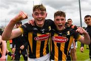 25 May 2024; David Barcoe and Jason Cody of Kilkenny celebrate after the Leinster GAA Hurling Minor Championship final match between Dublin and Kilkenny at Laois Hire O'Moore Park in Portlaoise, Laois. Photo by Tom Beary/Sportsfile
