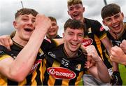 25 May 2024; Conor McEvoy of Kilkenny celebrates with teammates after the Leinster GAA Hurling Minor Championship final match between Dublin and Kilkenny at Laois Hire O'Moore Park in Portlaoise, Laois. Photo by Tom Beary/Sportsfile
