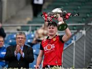 25 May 2024; The Down captain Michael Dorrian with the cup after the GAA Hurling All-Ireland U20B Championship Richie McElligott Cup match between Down and Roscommon at Croke Park in Dublin. Photo by Stephen Marken/Sportsfile