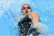 26 May 2024; Lottie Cullen of Nat centre Ulster swim Belfast competes in the Women's 50m backstroke heats during day five of the Ireland Olympic Swimming Trials at the National Aquatic Centre on the Sport Ireland Campus in Dublin. Photo by Tyler Miller/Sportsfile
