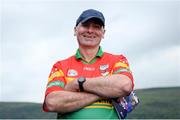 26 May 2024; Carlow supporter Eugene Coffey before the Leinster GAA Hurling Senior Championship Round 5 match between Antrim and Carlow at Corrigan Park in Belfast. Photo by Shauna Clinton/Sportsfile