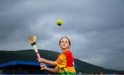 26 May 2024; Carlow supporter Kayla Ryan before the Leinster GAA Hurling Senior Championship Round 5 match between Antrim and Carlow at Corrigan Park in Belfast. Photo by Shauna Clinton/Sportsfile