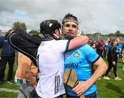 26 May 2024; Danny Sutcliffe of Dublin celebrates with Seán Brennan after the Leinster GAA Hurling Senior Championship Round 5 match between Galway and Dublin at Pearse Stadium in Galway. Photo by Daire Brennan/Sportsfile