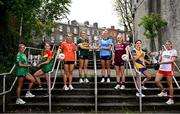 28 May 2024; Pictured at the launch of the 2024 TG4 All-Ireland Ladies Football Championships in Dublin, are players, from left, Róisín Ambrose of Limerick, Ruth Bermingham of Carlow, Clodagh McCambridge of Armagh, Aishling O'Connell of Kerry, Carla Rowe of Dublin, Ailbhe Davoren of Galway, Niamh Feeney of Roscommon and Aoibhinn McHugh of Tyrone. All roads lead to Croke Park for the 2024 TG4 All-Ireland Junior, Intermediate and Senior Finals on Sunday August 4, as the Ladies Gaelic Football Association also gets set to celebrate its 50th anniversary on July 18, 2024. #ProperFan. Photo by Ramsey Cardy/Sportsfile