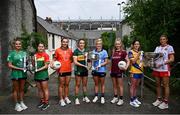 28 May 2024; Pictured at the launch of the 2024 TG4 All-Ireland Ladies Football Championships in Dublin, is Presenter Máire Ní Bhraonáin, with players, from left, Róisín Ambrose of Limerick, Ruth Bermingham of Carlow, Clodagh McCambridge of Armagh, Aishling O'Connell of Kerry, Carla Rowe of Dublin, Ailbhe Davoren of Galway, Niamh Feeney of Roscommon and Aoibhinn McHugh of Tyrone. All roads lead to Croke Park for the 2024 TG4 All-Ireland Junior, Intermediate and Senior Finals on Sunday August 4, as the Ladies Gaelic Football Association also gets set to celebrate its 50th anniversary on July 18, 2024. #ProperFan. Photo by Ramsey Cardy/Sportsfile