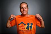 29 May 2024; The Ireland WNT squad have given their support for 24 different charities who are doing fantastic work in Ireland. Lily Agg shows her support for Jack And Jill Children's Foundation at their team hotel in Castleknock, Dublin. Photo by David Fitzgerald/Sportsfile