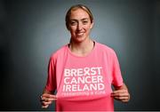 29 May 2024; The Ireland WNT squad have given their support for 24 different charities who are doing fantastic work in Ireland. Megan Connolly shows her support for Breast Cancer Ireland at their team hotel in Castleknock, Dublin. Photo by David Fitzgerald/Sportsfile