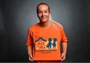 29 May 2024; The Ireland WNT squad have given their support for 24 different charities who are doing fantastic work in Ireland. Lily Agg shows her support for Jack And Jill Children's Foundation at their team hotel in Castleknock, Dublin. Photo by David Fitzgerald/Sportsfile