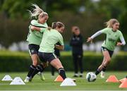 28 May 2024; Lily Agg, left, and Kyra Carusa during a Republic of Ireland Women's training session at the FAI National Training Centre in Abbotstown, Dublin. Photo by Stephen McCarthy/Sportsfile